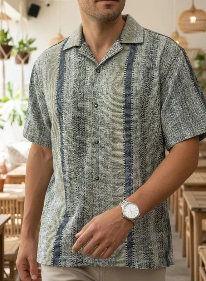 ترولوم قميص قطن مخطط بقصة عادية للرجال